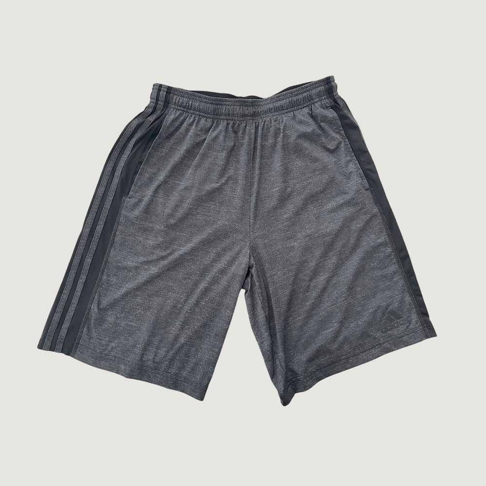 Adidas Climalite Mens Shorts Gray Heathered 3-Stripe Athletic Gym Training M